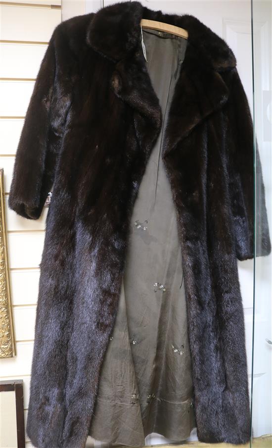 A dark brown mink coat